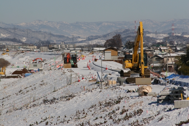 冬の工事現場